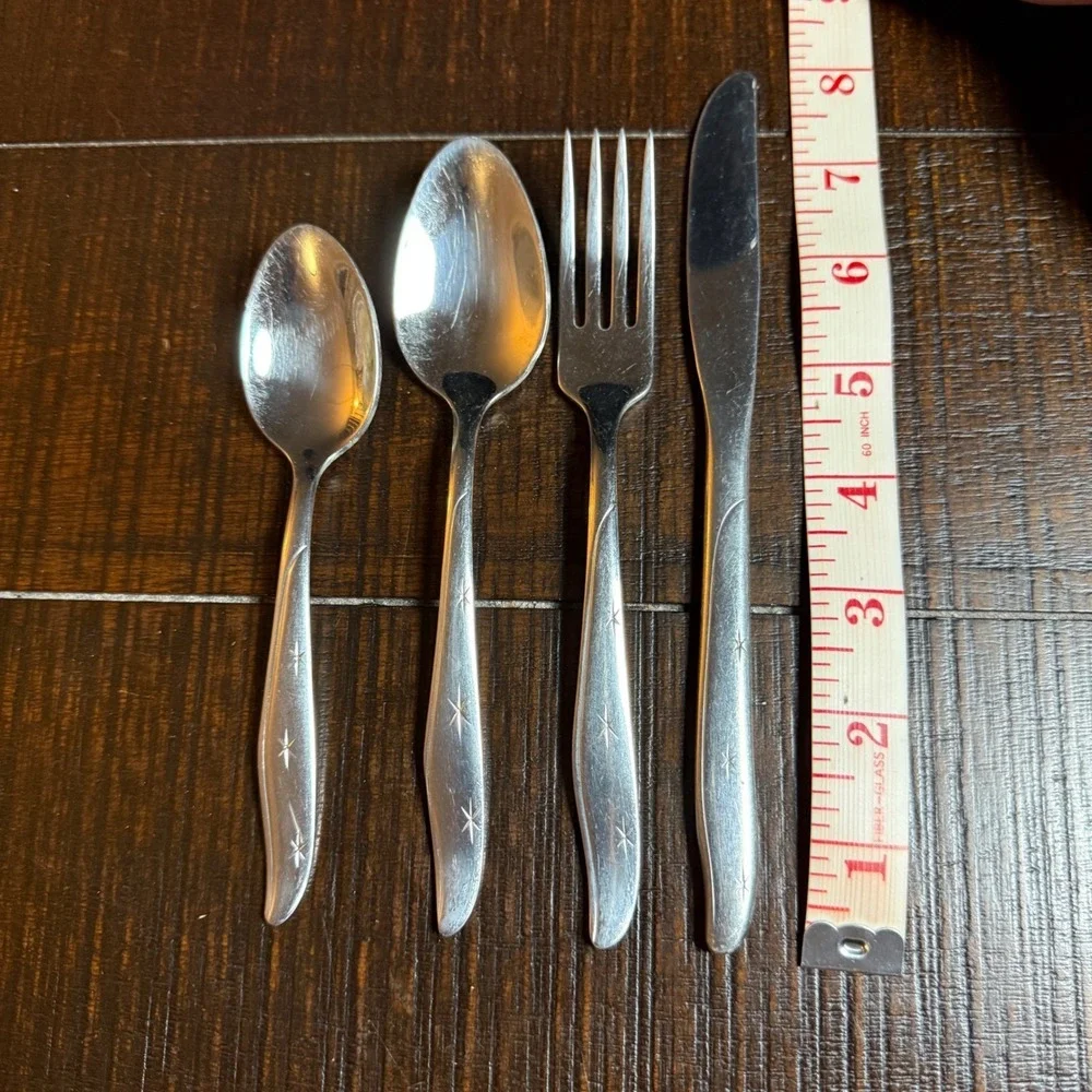 Lot of 4 Mar-Crest Starburst Stainless Steel Flatware 7